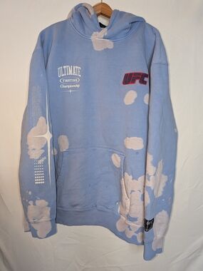 UFC Light Blue and White Tie-Dye Crewneck Sweatshirt